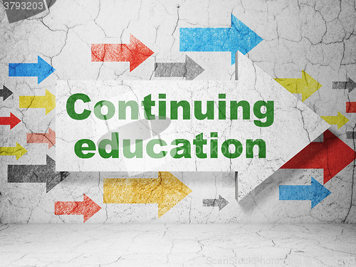 Image of Education concept: arrow with Continuing Education on grunge wall background