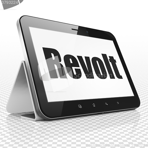 Image of Political concept: Tablet Computer with Revolt on display