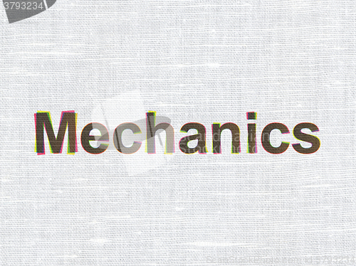 Image of Science concept: Mechanics on fabric texture background