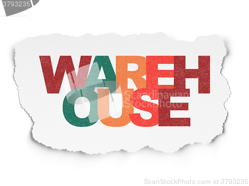 Image of Industry concept: Warehouse on Torn Paper background