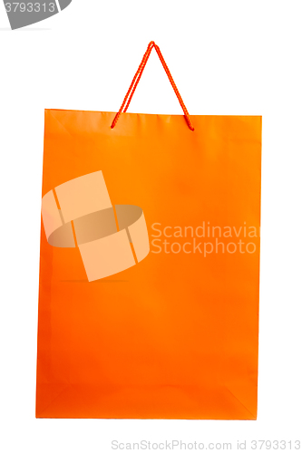 Image of Orange paper bag on white.