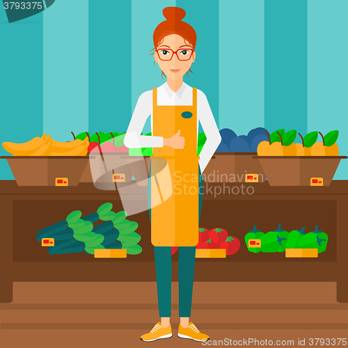Image of Friendly supermarket worker.