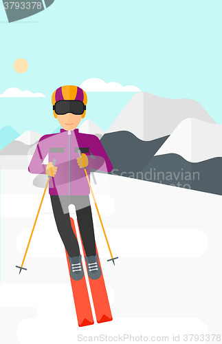 Image of Young man skiing.