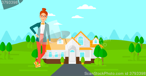 Image of Real estate agent offering house.