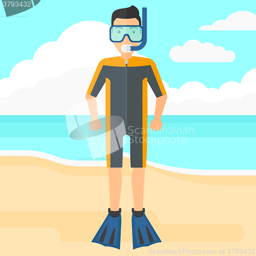 Image of Man with swimming equipment.