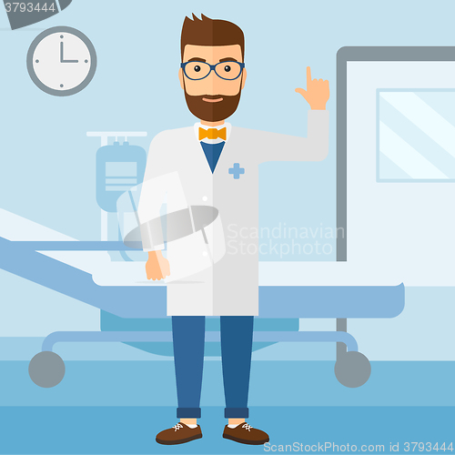 Image of Doctor showing finger up.