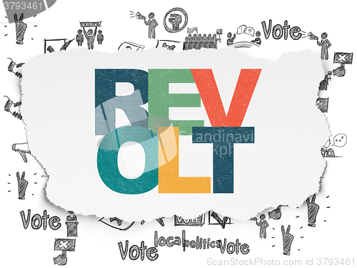 Image of Politics concept: Revolt on Torn Paper background