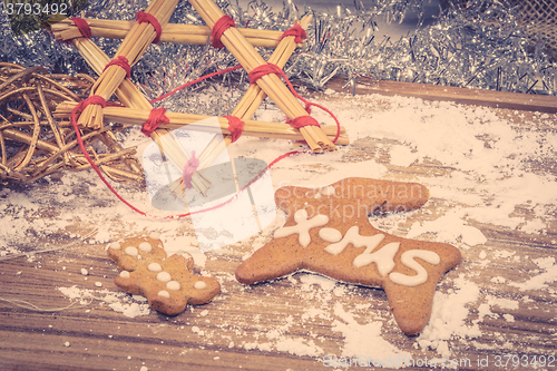 Image of Christmas cookies on a wooden board