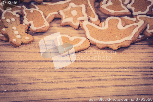 Image of Christmas cookies on a wooden background