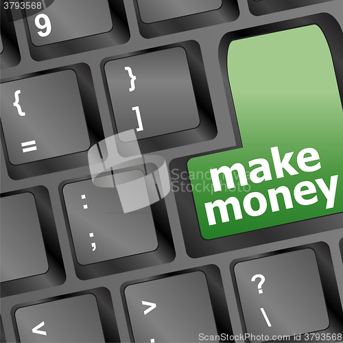 Image of Keyboard - green key Make money, business concept vector illustration