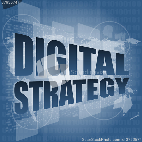 Image of digital strategy word on digital touch screen vector illustration