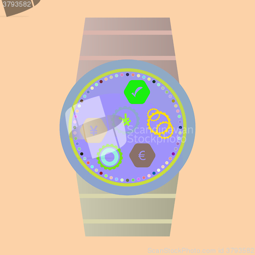 Image of Smart watch with apps icons