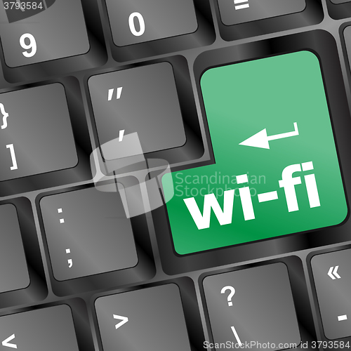 Image of wi-fi button on computer keyboard vector illustration