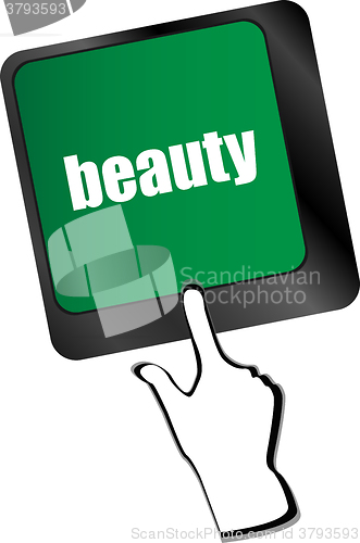 Image of enter keyboard key button with beauty word on it,