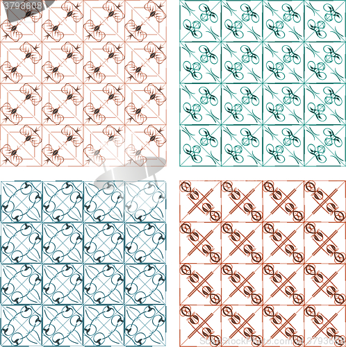 Image of Set of vintage calligraphic abstract pattern set vector background
