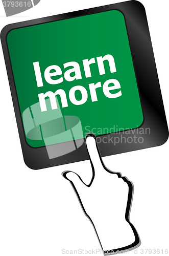 Image of education concept with learn more button on computer keyboard