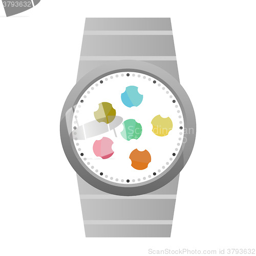 Image of Smart watch with flat icons. Vector illustration. isolated on white