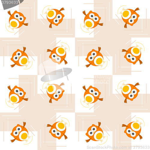 Image of Seamless orange owl illustration pattern for kids