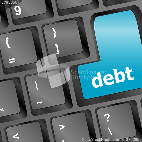 Image of debt key in place of enter key - business concept vector illustration