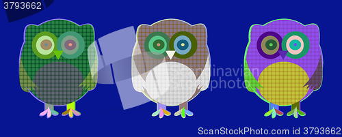 Image of Vector set of cute textile owls