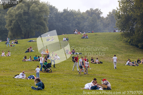 Image of People have a rest at the Kolomenskoe park