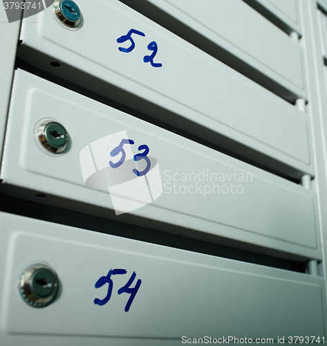 Image of Mailboxes with flat numbers.