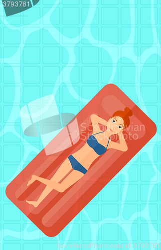 Image of Woman relaxing in swimming pool.