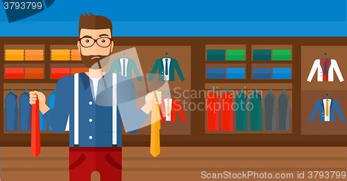 Image of Customer choosing neckties.