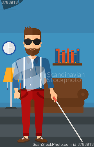 Image of Blind man with stick.