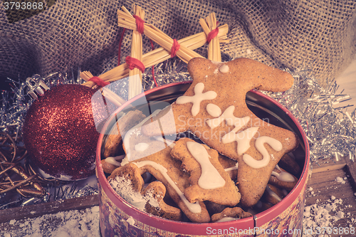 Image of Homemade cookies in a tin