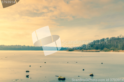 Image of Frozen river in the sunrise