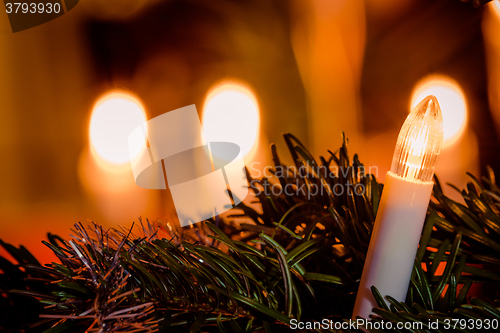 Image of Electric Christmas light on a tree