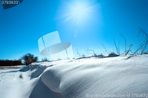 Image of Snow in a winter landscape with sunshine