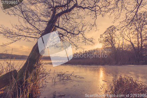 Image of Sunset at a frozen lake