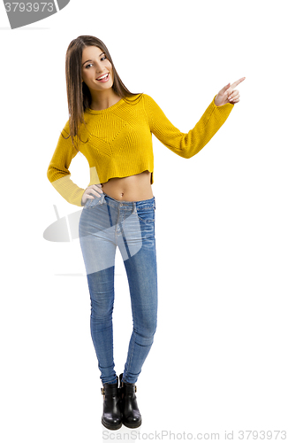 Image of Happy girl pointing