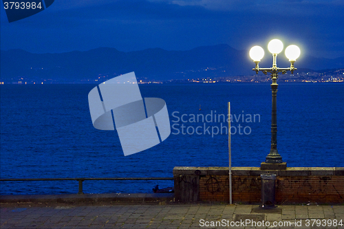 Image of street lamp a bulb  the   sky mediterranean  naples