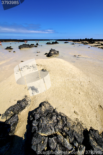 Image of people spain   black rocks  lanzarote 