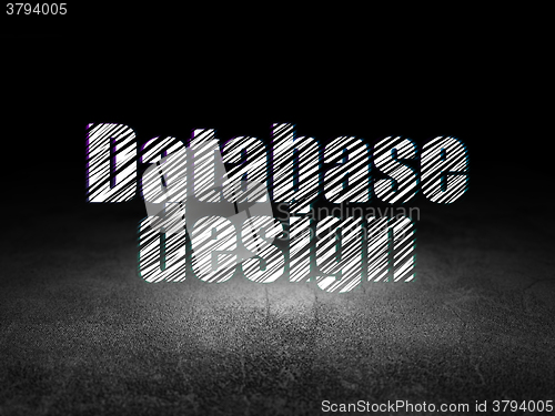 Image of Software concept: Database Design in grunge dark room