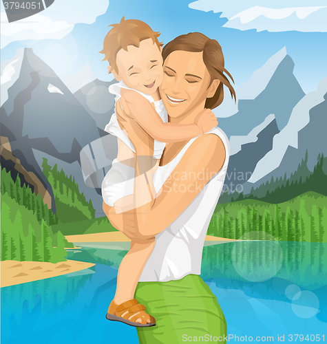 Image of Vector Woman With Child