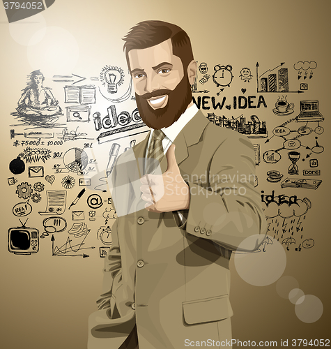 Image of Vector Business Man With Beard Shows Well Done