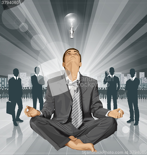 Image of Vector Businessman in Lotus Pose Meditating