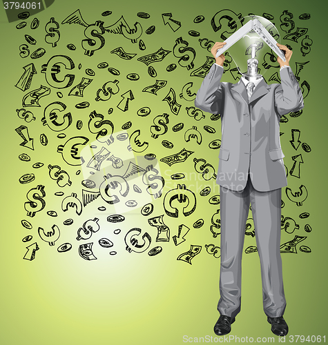 Image of Vector Business Man Hides Under The Laptop