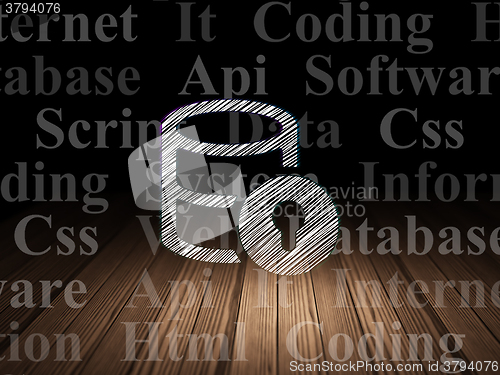 Image of Database concept: Database With Lock in grunge dark room