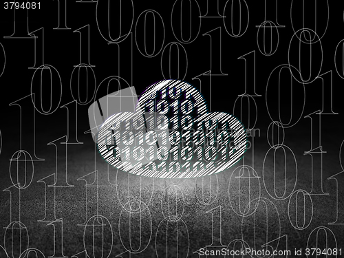 Image of Cloud technology concept: Cloud With Code in grunge dark room