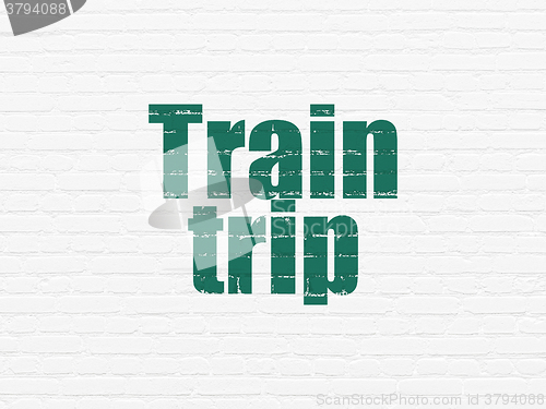 Image of Tourism concept: Train Trip on wall background