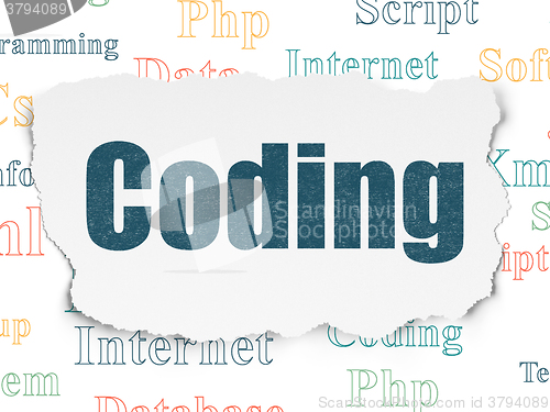 Image of Database concept: Coding on Torn Paper background