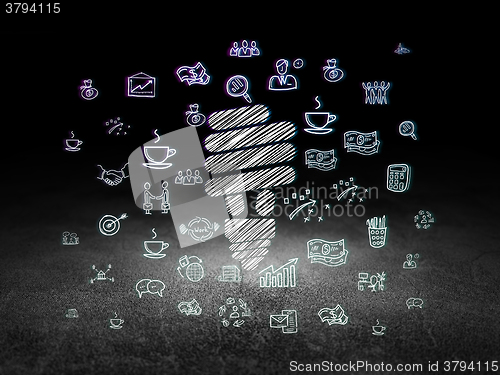 Image of Business concept: Energy Saving Lamp in grunge dark room