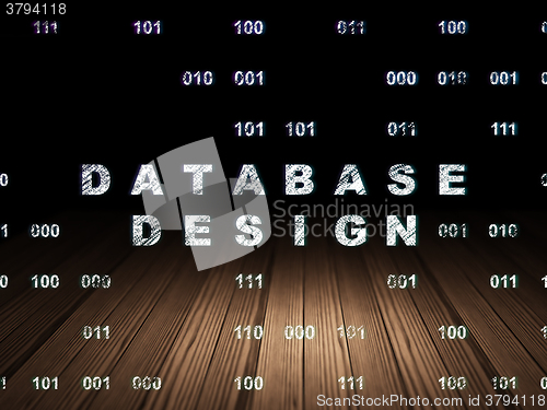 Image of Software concept: Database Design in grunge dark room