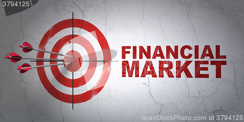 Image of Money concept: target and Financial Market on wall background