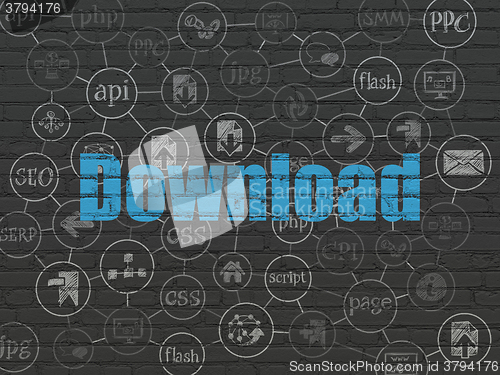 Image of Web development concept: Download on wall background